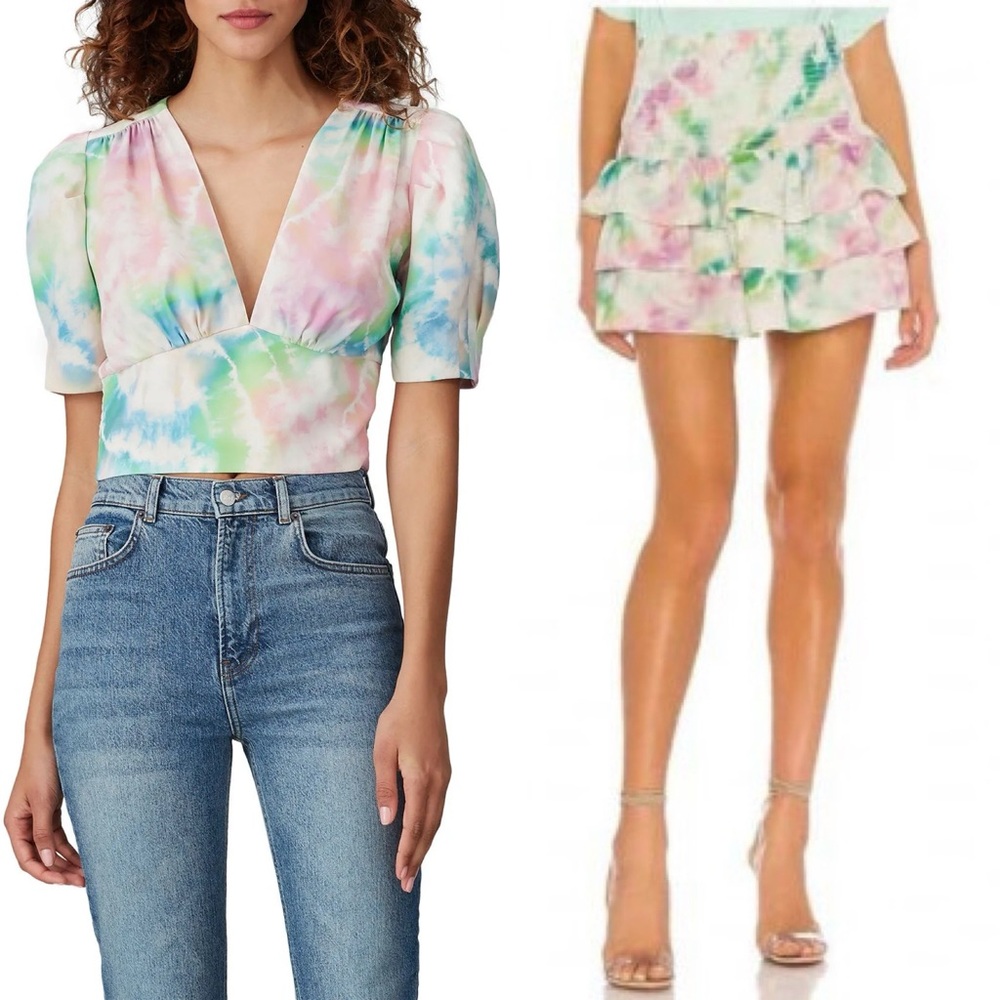 NWOT Amanda Uprichard Rosen Top & Mariska Skirt Set - TieDye